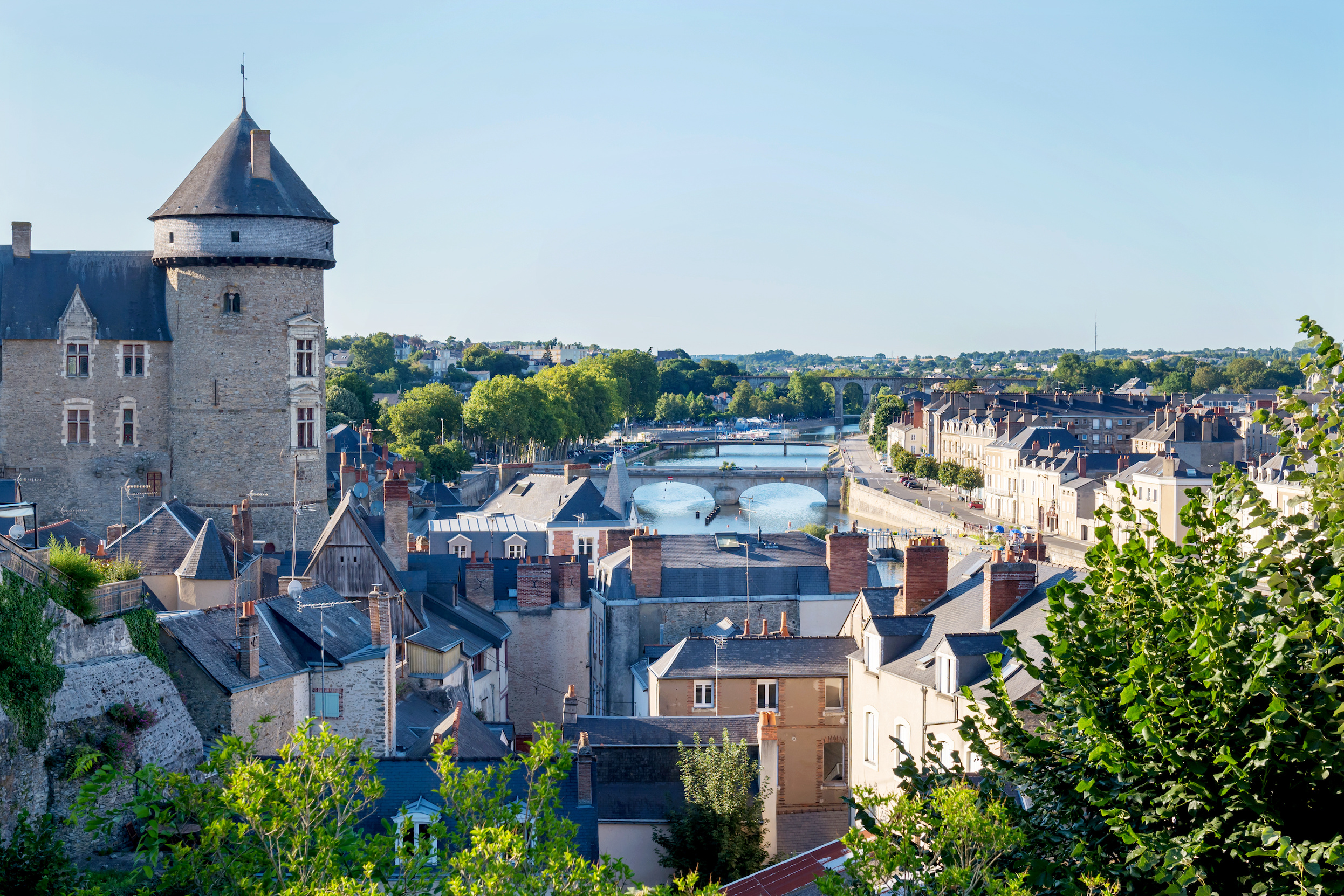 Banks of the Mayenne river, City of Laval, Mayenne, Pays de Loire, France