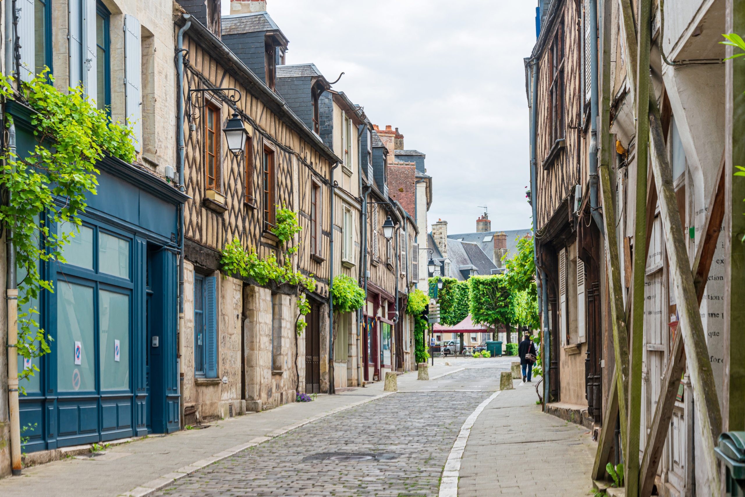 BOURGES, FRANCE - May 10, 2018: Street view of downtown in Bourges, France