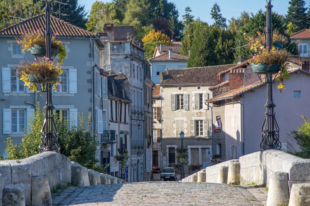 Medieval bridge over the River Vienne in Confolens, Charente