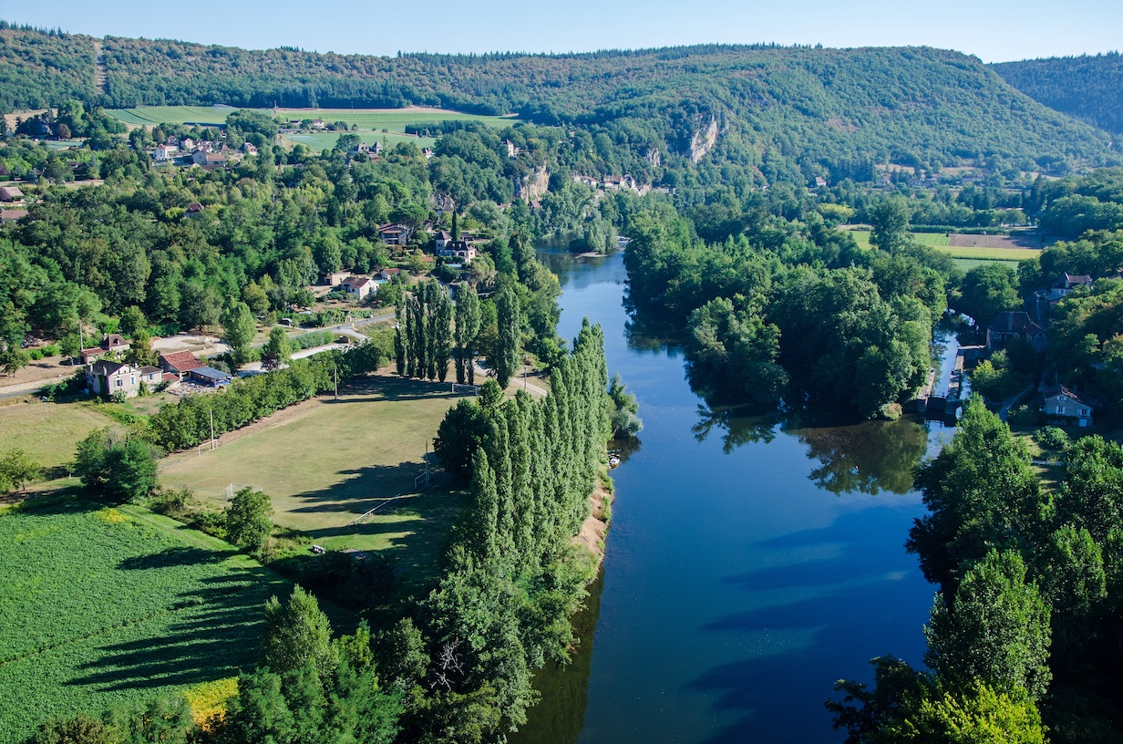 Scenic view of the Lot river valley in France