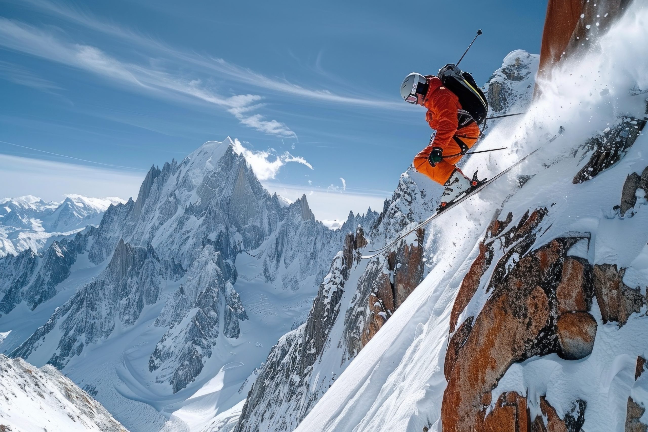 Skier Soaring Through the Majestic French Alps