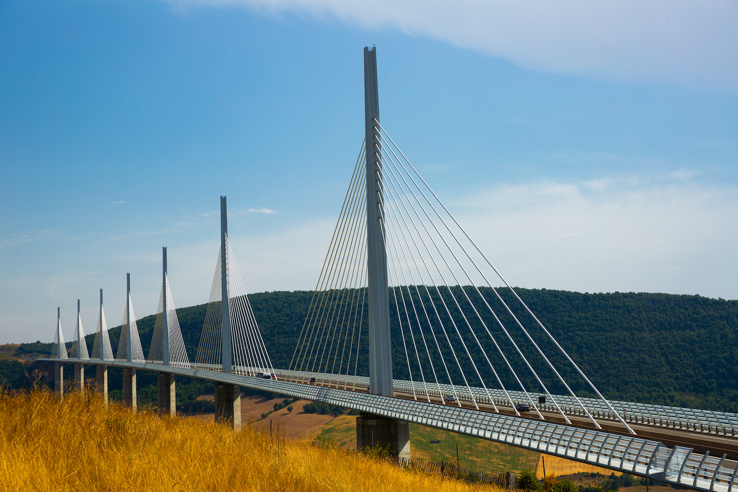 Viaduct Millau cable-stayed bridge over the Tarn valley near Millau