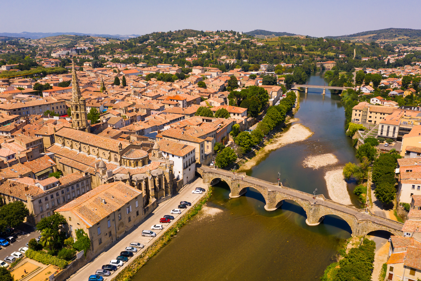 View from drone of french commune Limoux