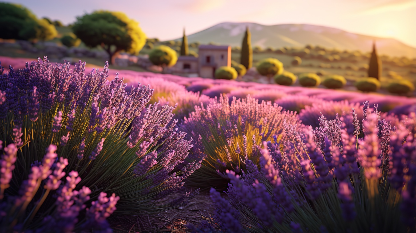 lavender field at sunset