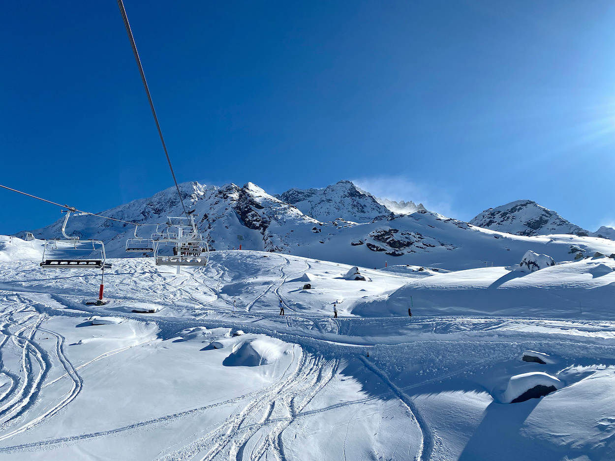 snow-covered slopes of french ski resort